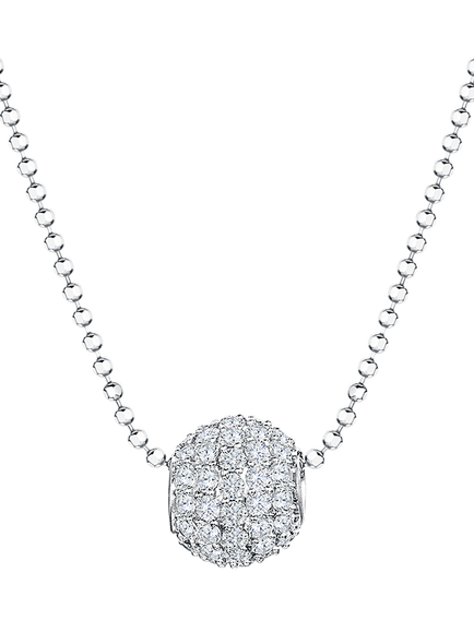 Jools by Jenny Brown Cubic Zirconia Sterling Silver Glitter Ball Pendant Necklace, Silver - view 2, Silver
