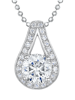 Jools by Jenny Brown Cubic Zirconia Sterling Silver Open Teardrop Pendant Necklace, Silver, Silver