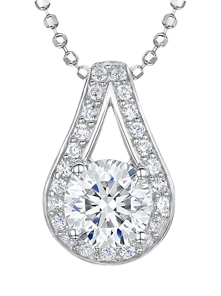 Jools by Jenny Brown Cubic Zirconia Sterling Silver Open Teardrop Pendant Necklace, Silver, Silver