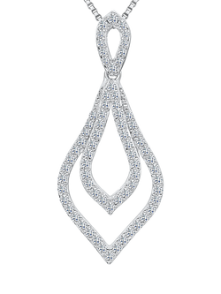 Jools by Jenny Brown Cubic Zirconia Sterling Silver Pointed Teardrop Pendant Nacklace, Silver, Silver