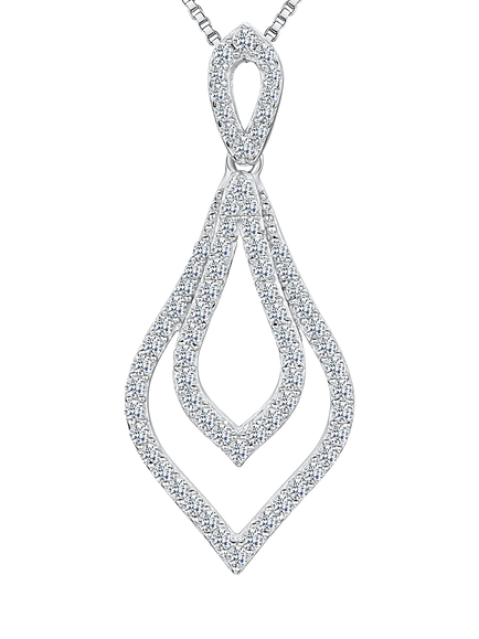 Jools by Jenny Brown Cubic Zirconia Sterling Silver Pointed Teardrop Pendant Nacklace, Silver, Silver