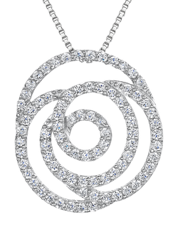 Jools by Jenny Brown Cubic Zirconia Sterling Silver Rose Outline Pendant, Silver, Silver