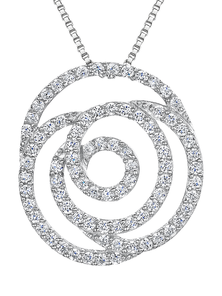 Jools by Jenny Brown Cubic Zirconia Sterling Silver Rose Outline Pendant, Silver, Silver