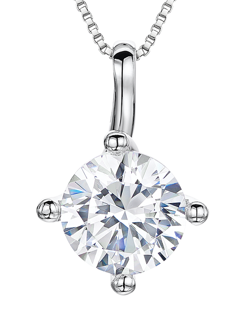 Product image 1 of 2, which shows Jools by Jenny Brown Cubic Zirconia Sterling Silver Solitaire Pendant Necklace, Silver