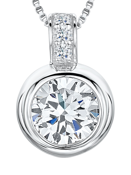 Jools by Jenny Brown Cubic Zirconia Sterling Silver Rubover Pendant, Silver, Silver