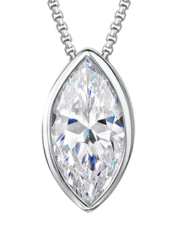 Jools by Jenny Brown Sterling Silver Rubover Marquise Solitaire Pendant Necklace, Silver, Silver