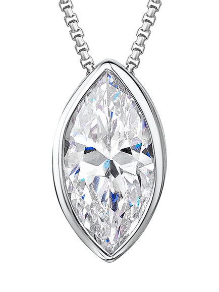 Jools by Jenny Brown Sterling Silver Rubover Marquise Solitaire Pendant Necklace, Silver, Silver