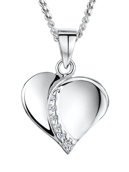 Jools by Jenny Brown Cubic Zirconia Heart Pendant Necklace, Silver