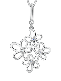 Jools by Jenny Brown Graduated Multi Flower Pendant Necklace, Silver