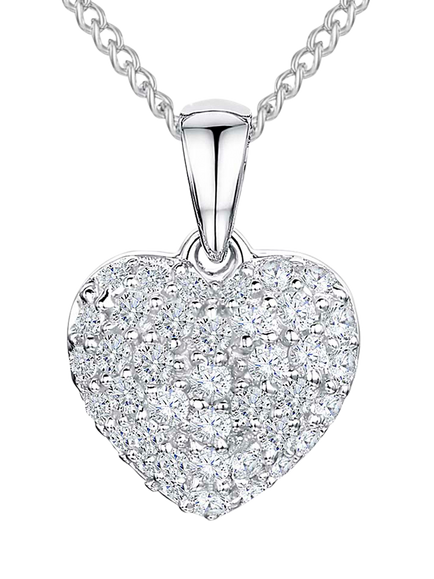 Jools by Jenny Brown Small Pave Heart Pendant Necklace, Silver, Silver