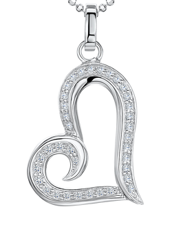 Jools by Jenny Brown Swirl Pave Heart Pendant Necklace, Silver, Silver