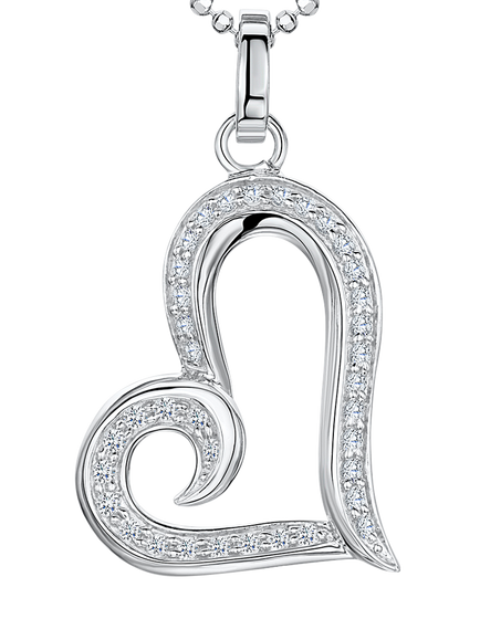 Jools by Jenny Brown Swirl Pave Heart Pendant Necklace, Silver, Silver
