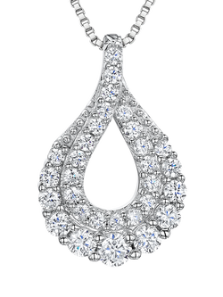 Jools by Jenny Brown Teardrop Twist Pave Pendant Necklace, Silver, Silver