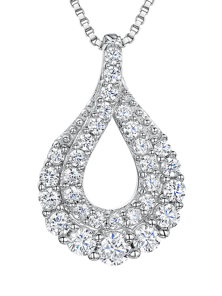 Jools by Jenny Brown Teardrop Twist Pave Pendant Necklace, Silver, Silver