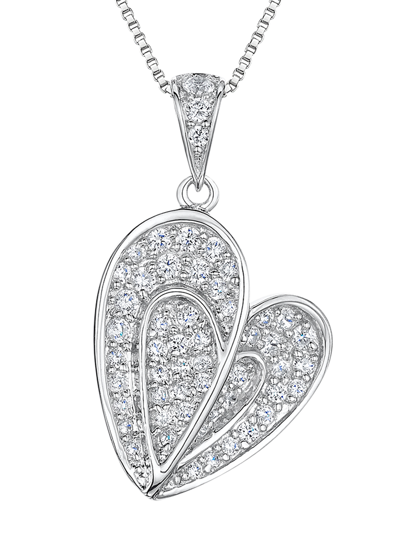 Jools by Jenny Brown Textured Pave Heart Pendant Necklace, Silver