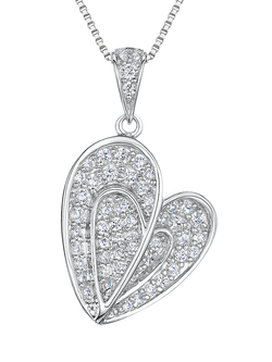 Jools by Jenny Brown Textured Pave Heart Pendant Necklace, Silver, Silver