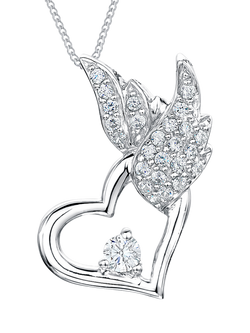 Jools by Jenny Brown Winged Heart Pendant Necklace, Silver, Silver