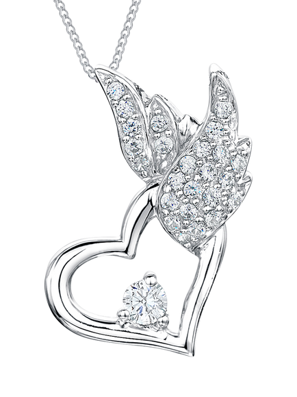 Jools by Jenny Brown Winged Heart Pendant Necklace, Silver, Silver