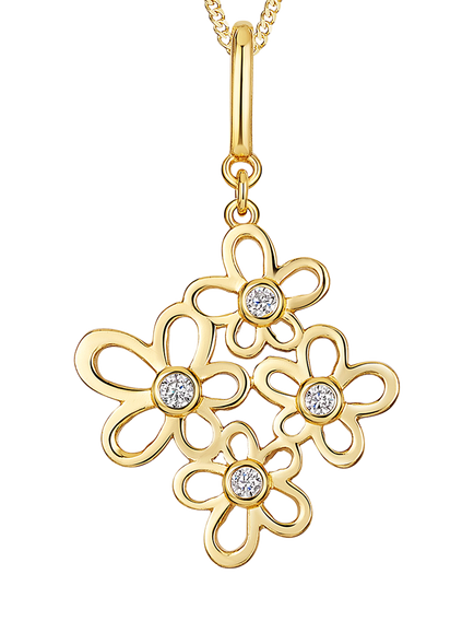 Jools by Jenny Brown Graduated Multi Flower Pendant Necklace, Gold