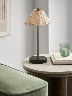 John Lewis Nellie Rechargeable Portable Rattan Indoor/Outdoor Table Lamp - view 2, Black