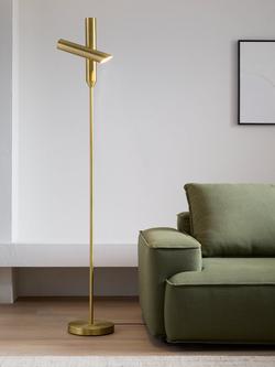 John Lewis Swivel LED Uplighter Floor Lamp, Matt Brass - view 2, Matt Brass