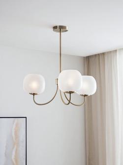 John Lewis Magnolia Triple Light Ceiling Chandelier, Antique Brass - view 2, Antique Brass