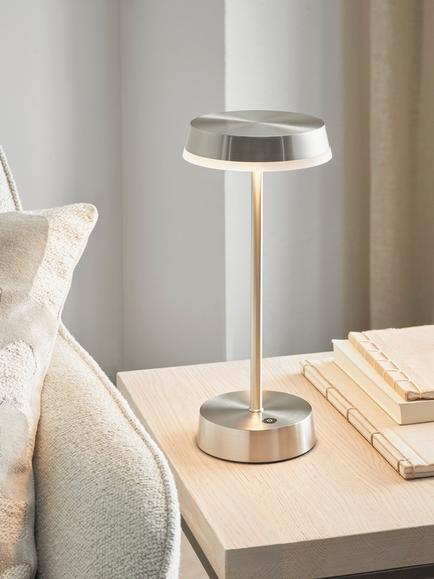 John Lewis Ernie Rechargeable Indoor/Outdoor LED Table Lamp, Black - view 2, Matt Silver
