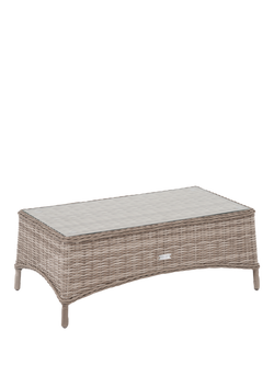John Lewis Rye Woven Rectangular Garden Coffee Table, Grey, Natural