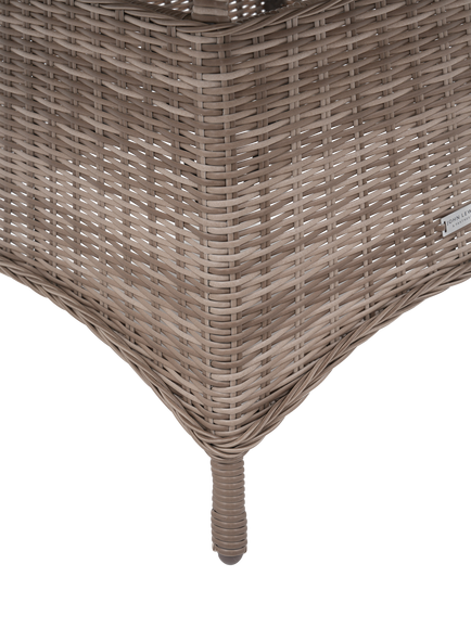 John Lewis Rye Woven Rattan Round Garden Dining Table, 120cm - view 2, Natural