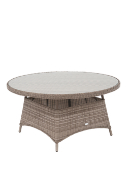 John Lewis Rye Woven 6-Seater Round Garden Dining Table, Natural, Natural