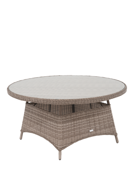 John Lewis Rye Woven Rattan 6-Seater Round Garden Dining Table, Natural, Natural