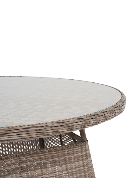John Lewis Rye Woven Rattan 6-Seater Round Garden Dining Table, Natural - view 2, Natural