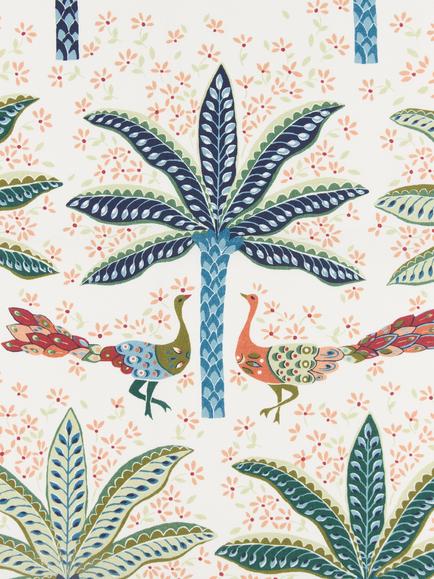 John Lewis Peacock Palm Furnishing Fabric, Multi, Multi