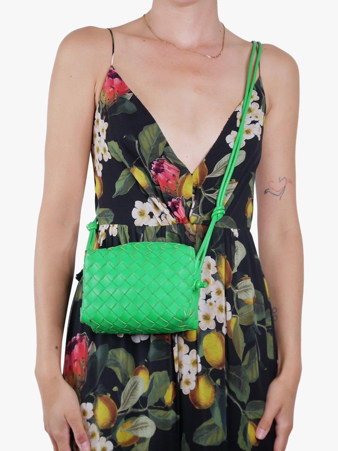 Pre-loved Bottega Veneta Intrecciato Leather Mini Cross Body Bag, Green