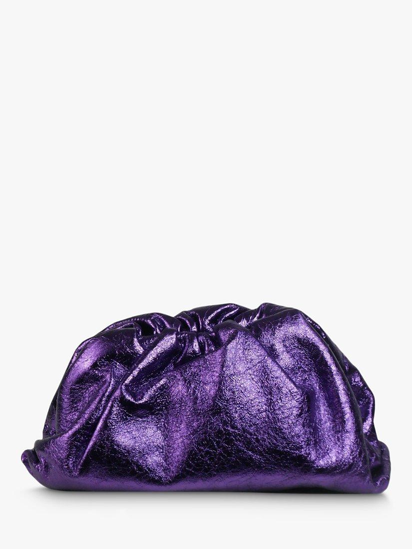 Product image 1 of 7, which shows Pre-loved Bottega Veneta Metallic Classic Pouch Bag, Purple