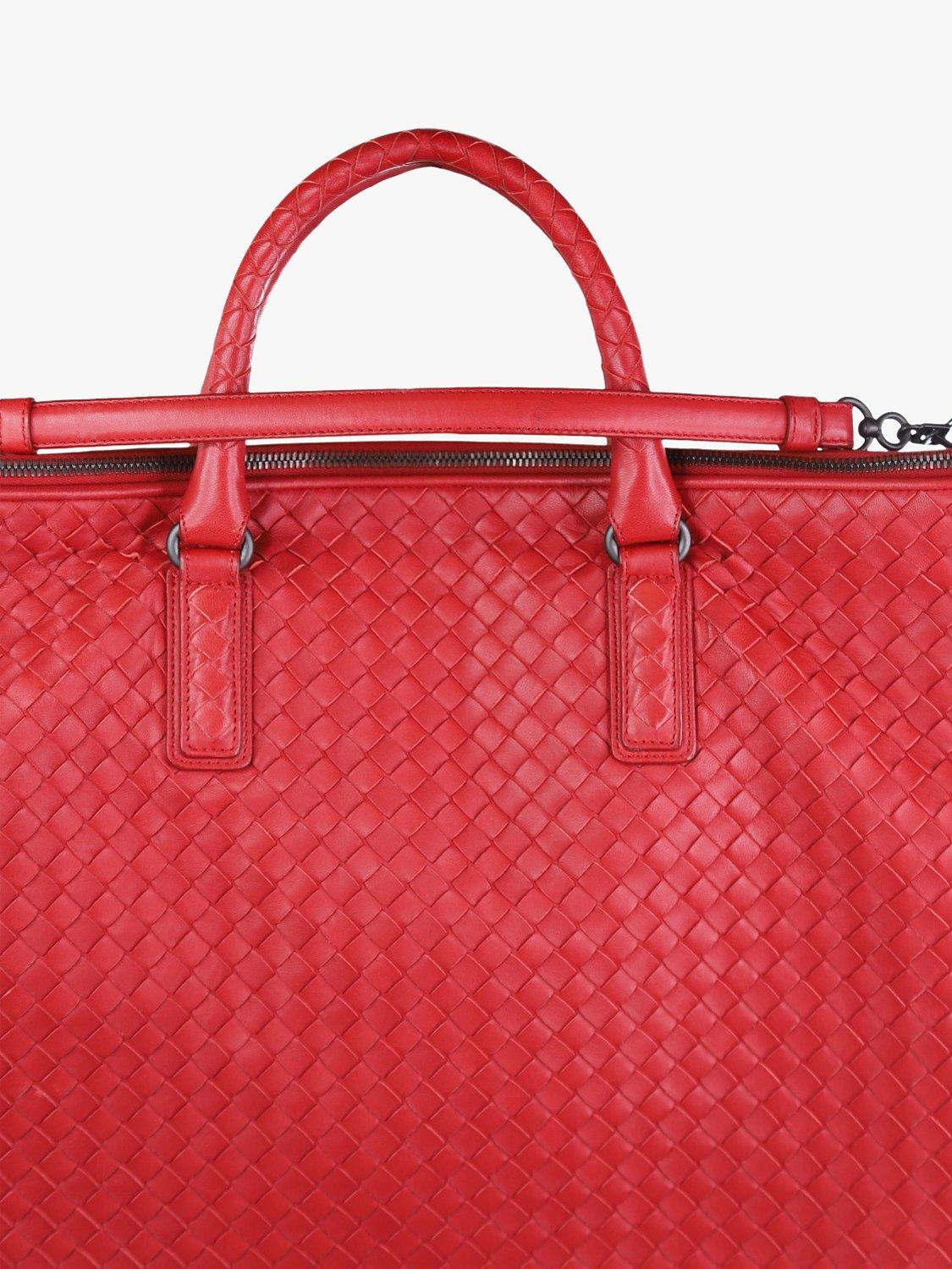 Product image 2 of 6, which shows Pre-loved Bottega Veneta Interwoven Tote Bag, Red