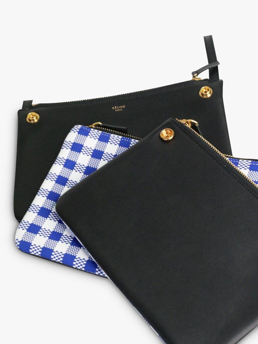 Product image 5 of 7, which shows Pre-loved CELINE Trio Gingham Cross Body Bag, Blue