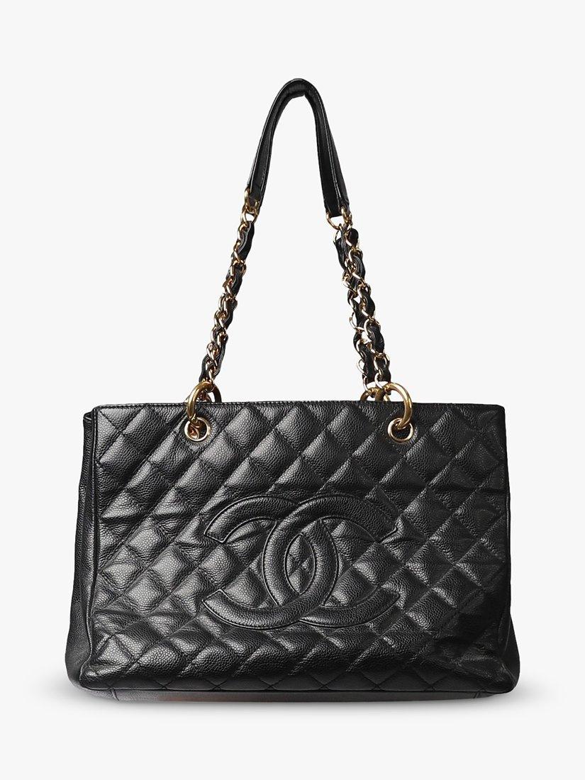 Pre-loved CHANEL 2008-2009 Diamond-Quilted Caviar Leather GST Bag, Black
