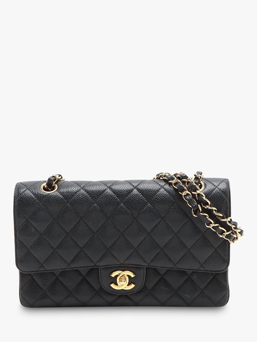 Product image 1 of 10, which shows Pre-loved CHANEL 2010-2011 Medium Caviar Leather Classic Double Flap Bag, Black