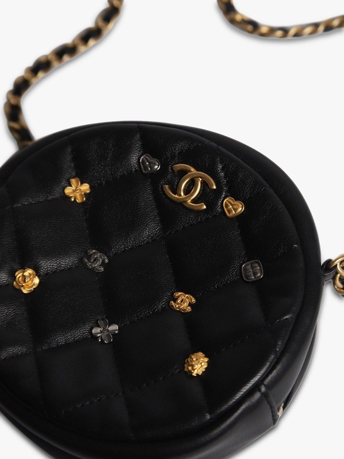 Product image 8 of 8, which shows Pre-loved CHANEL 2018-2019 Lucky Charms Lambskin Coin Purse, Black