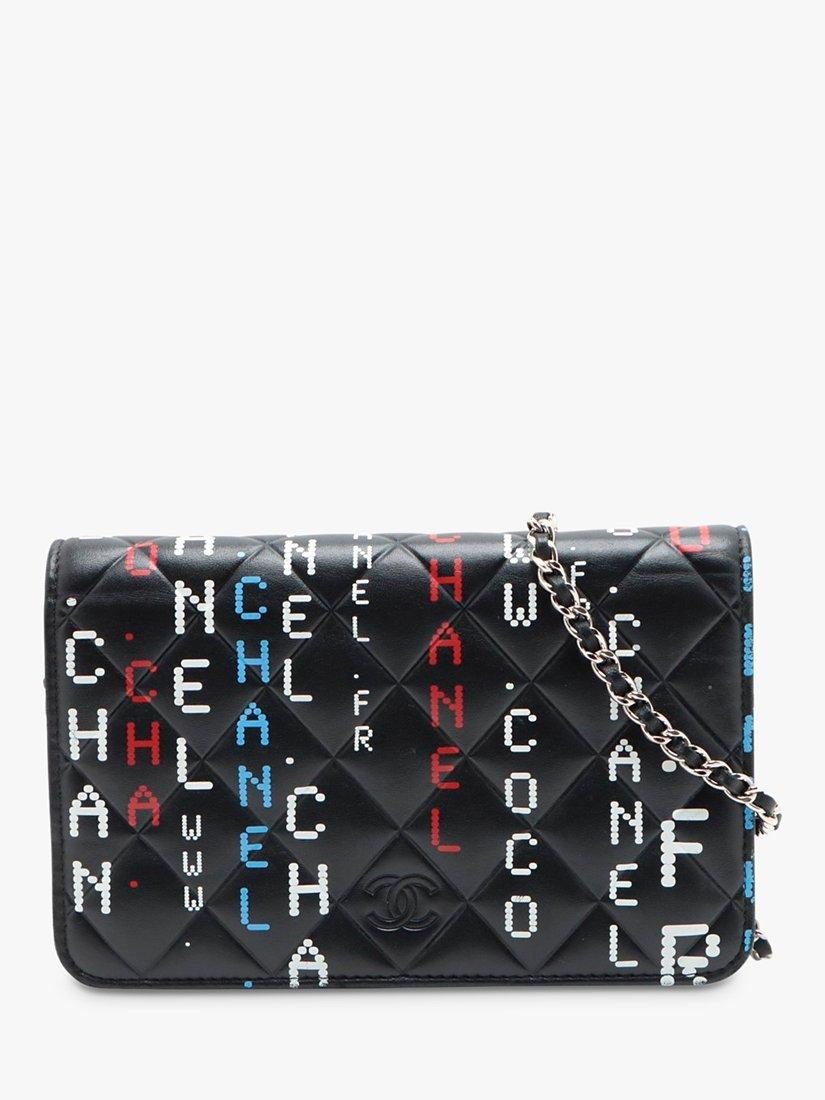 Pre loved CHANEL Diamond Quilted Lambskin 2017 Wallet On Chain Black