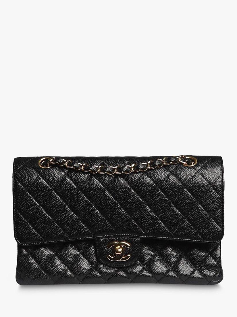 Product image 1 of 9, which shows Pre-loved CHANEL Medium 2012 Diamond-Quilted Caviar Leather Classic Double Flap Shoulder Bag, Black