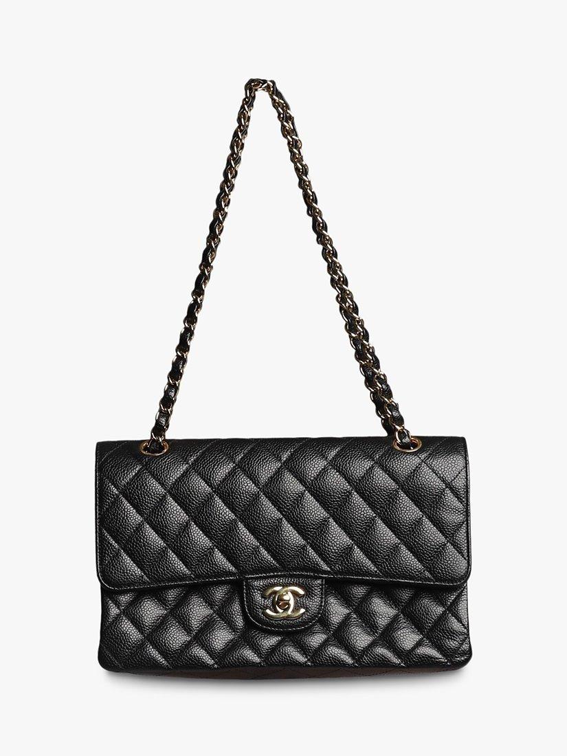Product image 2 of 9, which shows Pre-loved CHANEL Medium 2012 Diamond-Quilted Caviar Leather Classic Double Flap Shoulder Bag, Black