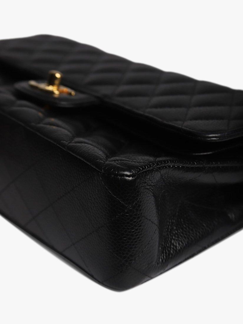 Product image 6 of 9, which shows Pre-loved CHANEL Medium 2012 Diamond-Quilted Caviar Leather Classic Double Flap Shoulder Bag, Black