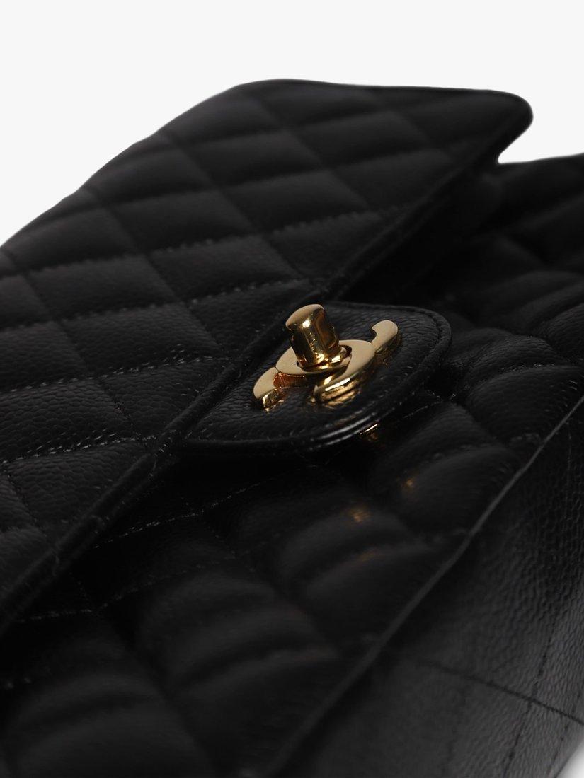 Product image 7 of 9, which shows Pre-loved CHANEL Medium 2012 Diamond-Quilted Caviar Leather Classic Double Flap Shoulder Bag, Black