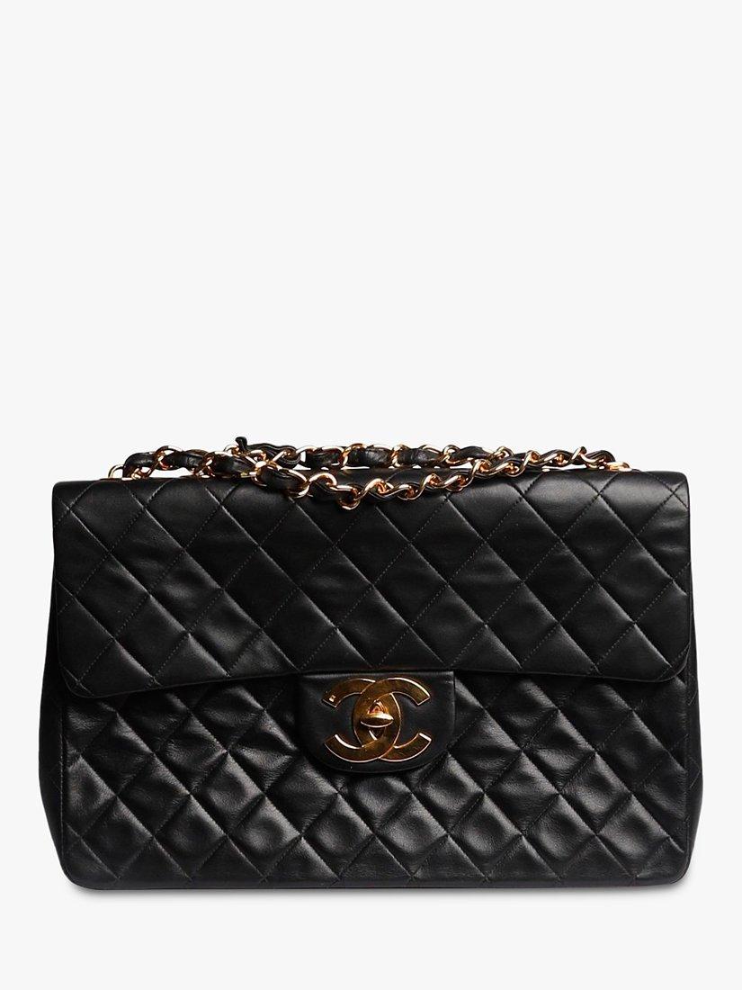 Pre-loved CHANEL Vintage 1994 Maxi Diamond-Quilted Lambskin Classic Single Flap Shoulder Bag, Black
