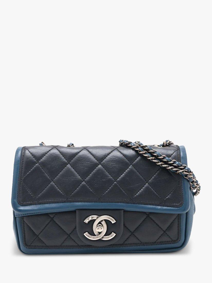 Product image 1 of 9, which shows Pre-loved CHANEL 2014 Mini Rectangle Diamond-Quilted Classic Single Flap Shoulder Bag, Blue