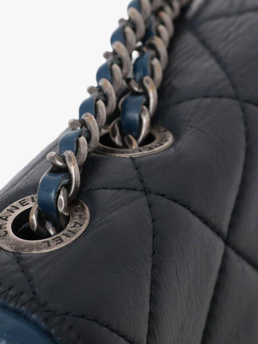 Product image 5 of 9, which shows Pre-loved CHANEL 2014 Mini Rectangle Diamond-Quilted Classic Single Flap Shoulder Bag, Blue