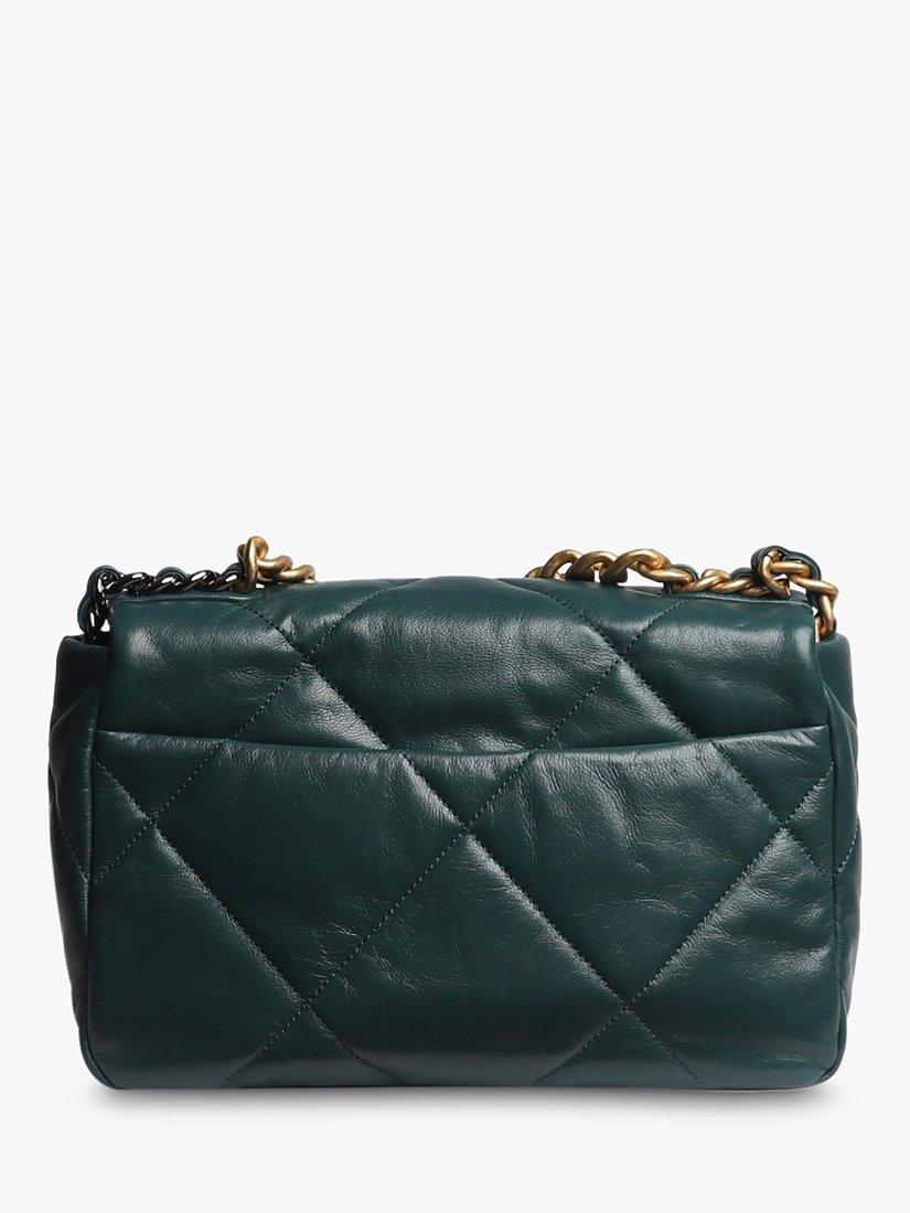 Product image 3 of 10, which shows Pre-loved CHANEL 2020 Medium Diamond-Quilted 19 Flap Shoulder Bag, Dark Green