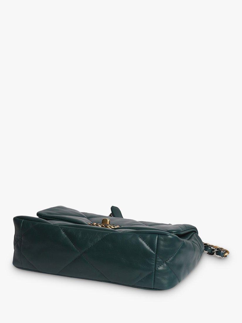 Product image 5 of 10, which shows Pre-loved CHANEL 2020 Medium Diamond-Quilted 19 Flap Shoulder Bag, Dark Green